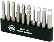 10 Piece - Slotted 3.0; 4.5; 5.5; 6.5mm; Phillips 1; 2; 3 and Square 1; 2; 3 - Power Bit Belt Pack With Holder - USA Tool & Supply