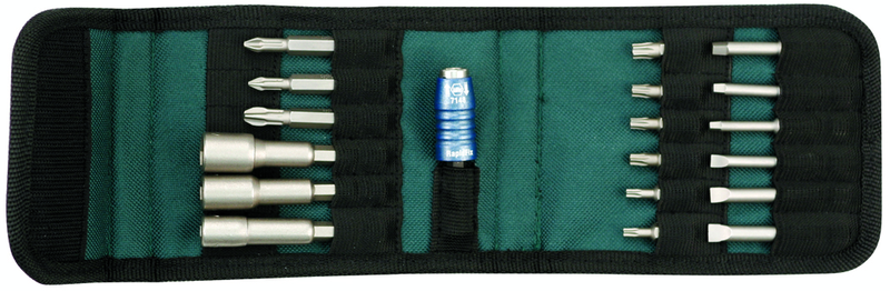 19 Piece - Slotted: 4.5-6.5mm Phillips: #1-3; Square #1-3; Torx® Insert: T10-T30. Nut Setters-Power 1/4"; 5/16"; 3/8" Magnetic - Quick Change Insert/Power Bit Belt Pack Set - USA Tool & Supply