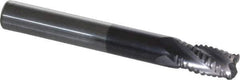 ProMax - 5/16" Diam, Coarse Pitch, 1/2" LOC, 4 Flute Solid Carbide 0.04-0.05" Corner Radius Roughing End Mill - AlTiN Finish, 2-1/2" OAL, 5/16" Shank Diam, Single End, Centercutting, 30° Helix - USA Tool & Supply