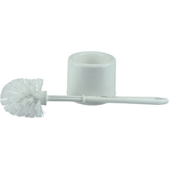 Toilet Bowl Brush Set, White Plastic Fill, Plastic Handle and Holder - USA Tool & Supply