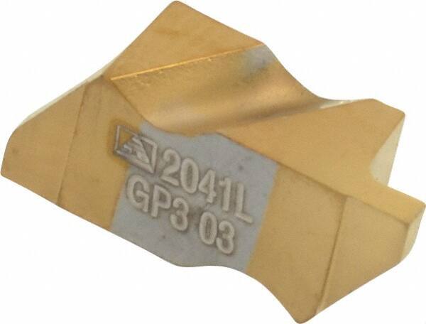Tool-Flo - 2041FLG Grade GP3, 1.04mm Cutting Width Carbide Grooving Insert - 1.27mm Max Depth of Cut, Left Hand, 0.002 to 0.005" Corner Radius, TiN Finish - USA Tool & Supply
