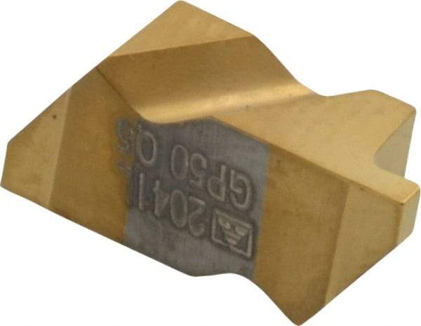 Tool-Flo - 2041FLG Grade GP50, 1.04mm Cutting Width Carbide Grooving Insert - 1.27mm Max Depth of Cut, Left Hand, 0.002 to 0.005" Corner Radius, TiN Finish - USA Tool & Supply
