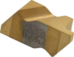 Tool-Flo - 2041FLG Grade GP50, 1.04mm Cutting Width Carbide Grooving Insert - 1.27mm Max Depth of Cut, Left Hand, 0.002 to 0.005" Corner Radius, TiN Finish - USA Tool & Supply