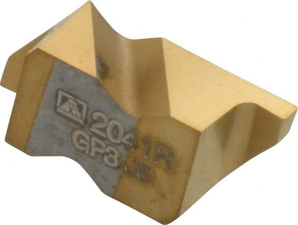 Tool-Flo - 2041FLG Grade GP3, 1.04mm Cutting Width Carbide Grooving Insert - 1.27mm Max Depth of Cut, Right Hand, 0.002 to 0.005" Corner Radius, TiN Finish - USA Tool & Supply