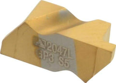 Tool-Flo - 2047FLG Grade GP3, 3/64" Cutting Width Carbide Grooving Insert - 1.27mm Max Depth of Cut, Left Hand, 0.002 to 0.005" Corner Radius, TiN Finish - USA Tool & Supply