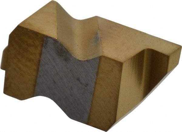 Tool-Flo - 2058FLG Grade GP3, 1.47mm Cutting Width Carbide Grooving Insert - 1.27mm Max Depth of Cut, Right Hand, 0.005 to 0.01" Corner Radius, TiN Finish - USA Tool & Supply