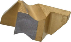Tool-Flo - 2062FLG Grade GP50, 1.57mm Cutting Width Carbide Grooving Insert - 2.79mm Max Depth of Cut, Right Hand, 0.005 to 0.01" Corner Radius, TiN Finish - USA Tool & Supply