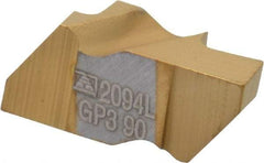 Tool-Flo - 2094FLG Grade GP3, 3/32" Cutting Width Carbide Grooving Insert - 2.79mm Max Depth of Cut, Left Hand, 0.005 to 0.01" Corner Radius, TiN Finish - USA Tool & Supply