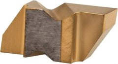 Tool-Flo - 2125FLG Grade GP50, 3.18mm Cutting Width Carbide Grooving Insert - 2.79mm Max Depth of Cut, Right Hand, 0.005 to 0.01" Corner Radius, TiN Finish - USA Tool & Supply