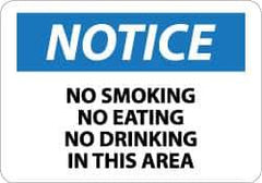 NMC - "Notice - No Smoking - No Eating - No Drinking in This Area", 7" Long x 10" Wide, Pressure-Sensitive Vinyl Safety Sign - Rectangle, 0.004" Thick, Use for Accident Prevention - USA Tool & Supply