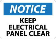 NMC - "Notice - Keep Electrical Panel Clear", 7" Long x 10" Wide, Pressure-Sensitive Vinyl Safety Sign - Rectangle, 0.004" Thick, Use for Security & Admittance - USA Tool & Supply