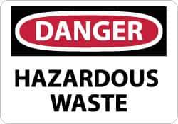 NMC - "Danger - Hazardous Waste", 7" Long x 10" Wide, Pressure-Sensitive Vinyl Safety Sign - Rectangle, 0.004" Thick, Use for Hazardous Materials - USA Tool & Supply