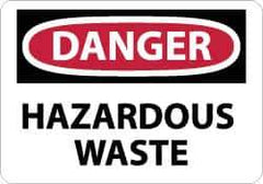 NMC - "Danger - Hazardous Waste", 7" Long x 10" Wide, Pressure-Sensitive Vinyl Safety Sign - Rectangle, 0.004" Thick, Use for Hazardous Materials - USA Tool & Supply
