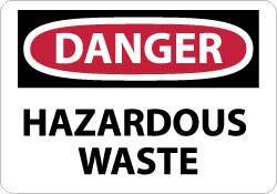 NMC - "Danger - Hazardous Waste", 7" Long x 10" Wide, Rigid Plastic Safety Sign - Rectangle, 0.05" Thick, Use for Hazardous Materials - USA Tool & Supply