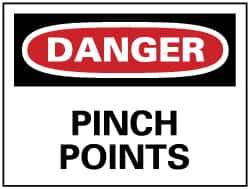 NMC - "Danger - Pinch Points", 7" Long x 10" Wide, Rigid Plastic Safety Sign - Rectangle, 0.05" Thick, Use for Accident Prevention - USA Tool & Supply