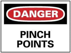 NMC - "Danger - Pinch Points", 7" Long x 10" Wide, Rigid Plastic Safety Sign - Rectangle, 0.05" Thick, Use for Accident Prevention - USA Tool & Supply