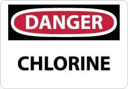 NMC - "Danger - Chlorine", 7" Long x 10" Wide, Rigid Plastic Safety Sign - Rectangle, 0.05" Thick, Use for Hazardous Materials - USA Tool & Supply