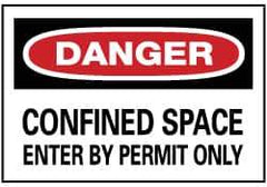 NMC - "Danger - Confined Space - Enter by Permit Only", 14" Long x 20" Wide, Rigid Plastic Safety Sign - Rectangle, 0.05" Thick, Use for Accident Prevention - USA Tool & Supply