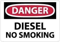 NMC - "Danger - Diesel - No Smoking", 10" Long x 14" Wide, Rigid Plastic Safety Sign - Rectangle, 0.05" Thick, Use for Accident Prevention - USA Tool & Supply