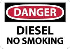 NMC - "Danger - Diesel - No Smoking", 7" Long x 10" Wide, Rigid Plastic Safety Sign - Rectangle, 0.05" Thick, Use for Accident Prevention - USA Tool & Supply