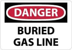 NMC - "Danger - Buried Gas Line", 10" Long x 14" Wide, Aluminum Safety Sign - Rectangle, 0.04" Thick, Use for Hazardous Materials - USA Tool & Supply