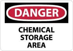 NMC - "Danger - Chemical Storage Area", 10" Long x 14" Wide, Rigid Plastic Safety Sign - Rectangle, 0.05" Thick, Use for Hazardous Materials - USA Tool & Supply