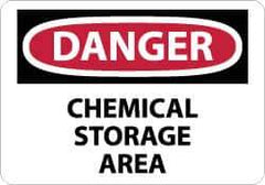 NMC - "Danger - Chemical Storage Area", 10" Long x 14" Wide, Pressure-Sensitive Vinyl Safety Sign - Rectangle, 0.004" Thick, Use for Hazardous Materials - USA Tool & Supply