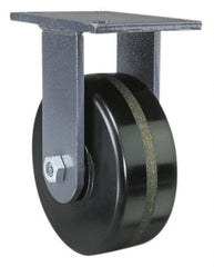 Hamilton - 10" Diam x 3" Wide x 12-1/2" OAH Top Plate Mount Rigid Caster - Forged Steel, 3,500 Lb Capacity, Roller Bearing, 5-1/4 x 7-1/4" Plate - USA Tool & Supply