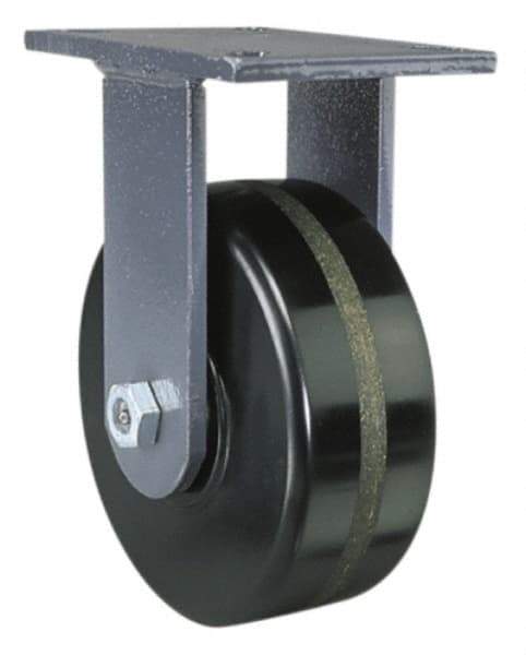 Hamilton - 6" Diam x 3" Wide x 8" OAH Top Plate Mount Rigid Caster - Polyurethane, 2,200 Lb Capacity, Precision Sealed Bearing, 5-1/4 x 7-1/4" Plate - USA Tool & Supply