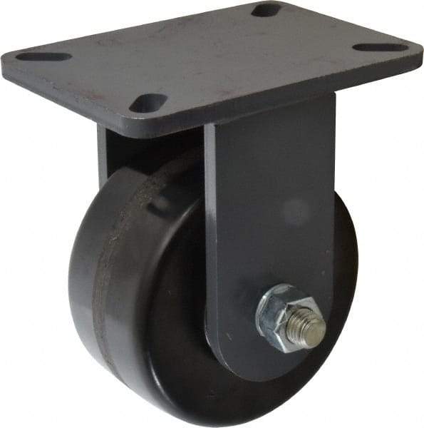 Hamilton - 6" Diam x 3" Wide x 8" OAH Top Plate Mount Rigid Caster - Phenolic, 2,000 Lb Capacity, Roller Bearing, 5-1/4 x 7-1/4" Plate - USA Tool & Supply