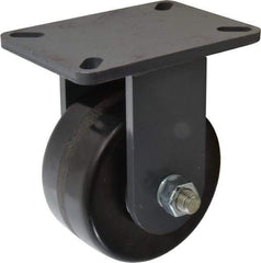 Hamilton - 6" Diam x 3" Wide x 8" OAH Top Plate Mount Rigid Caster - Phenolic, 2,000 Lb Capacity, Roller Bearing, 5-1/4 x 7-1/4" Plate - USA Tool & Supply