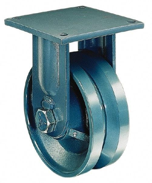 Hamilton - 6" Diam x 3" Wide x 10" OAH Top Plate Mount Rigid Caster - Forged Steel, 12,000 Lb Capacity, Tapered Bearing, 8-1/2 x 8-1/2" Plate - USA Tool & Supply