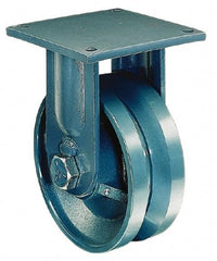 Hamilton - 8" Diam x 3" Wide x 11" OAH Top Plate Mount Rigid Caster - Polyurethane, 3,500 Lb Capacity, Tapered Bearing, 8-1/2 x 8-1/2" Plate - USA Tool & Supply