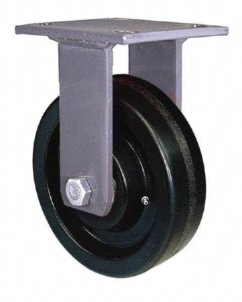 Hamilton - 8" Diam x 2" Wide x 9-1/2" OAH Top Plate Mount Rigid Caster - Polyurethane, 1,500 Lb Capacity, Precision Sealed Bearing, 4 x 4-1/2" Plate - USA Tool & Supply
