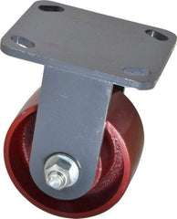 Hamilton - 4" Diam x 2" Wide x 5-5/8" OAH Top Plate Mount Rigid Caster - Cast Iron, 1,000 Lb Capacity, Roller Bearing, 4 x 4-1/2" Plate - USA Tool & Supply