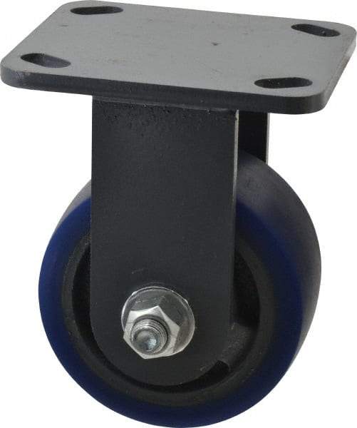 Hamilton - 4" Diam x 2" Wide x 5-5/8" OAH Top Plate Mount Rigid Caster - Polyurethane, 600 Lb Capacity, Precision Sealed Bearing, 4 x 4-1/2" Plate - USA Tool & Supply