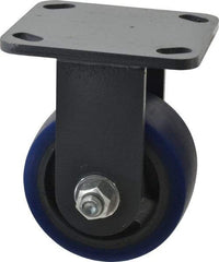 Hamilton - 4" Diam x 2" Wide x 5-5/8" OAH Top Plate Mount Rigid Caster - Polyurethane, 600 Lb Capacity, Precision Sealed Bearing, 4 x 4-1/2" Plate - USA Tool & Supply