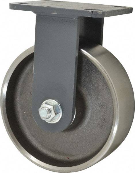 Hamilton - 6" Diam x 2" Wide x 7-1/2" OAH Top Plate Mount Rigid Caster - Forged Steel, 2,000 Lb Capacity, Roller Bearing, 4 x 4-1/2" Plate - USA Tool & Supply