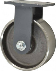 Hamilton - 6" Diam x 2" Wide x 7-1/2" OAH Top Plate Mount Rigid Caster - Forged Steel, 2,000 Lb Capacity, Roller Bearing, 4 x 4-1/2" Plate - USA Tool & Supply