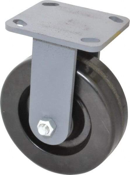 Hamilton - 6" Diam x 2" Wide x 7-1/2" OAH Top Plate Mount Rigid Caster - Phenolic, 1,200 Lb Capacity, Roller Bearing, 4 x 4-1/2" Plate - USA Tool & Supply