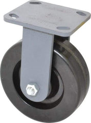 Hamilton - 6" Diam x 2" Wide x 7-1/2" OAH Top Plate Mount Rigid Caster - Phenolic, 1,200 Lb Capacity, Roller Bearing, 4 x 4-1/2" Plate - USA Tool & Supply