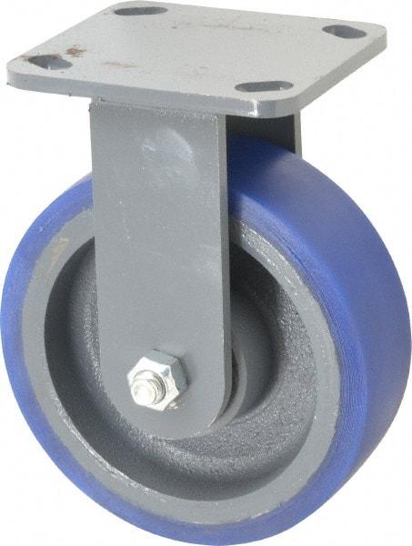 Hamilton - 6" Diam x 2" Wide x 7-1/2" OAH Top Plate Mount Rigid Caster - Polyurethane, 960 Lb Capacity, Precision Sealed Bearing, 4 x 4-1/2" Plate - USA Tool & Supply