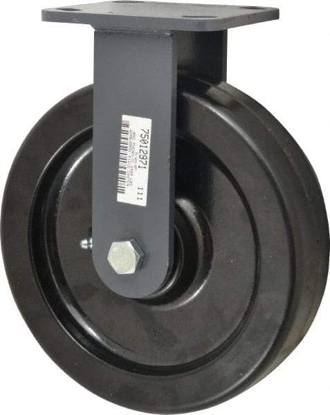 Hamilton - 8" Diam x 2" Wide x 9-1/2" OAH Top Plate Mount Rigid Caster - Phenolic, 1,400 Lb Capacity, Roller Bearing, 4 x 4-1/2" Plate - USA Tool & Supply