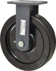 Hamilton - 8" Diam x 2" Wide x 9-1/2" OAH Top Plate Mount Rigid Caster - Phenolic, 1,400 Lb Capacity, Roller Bearing, 4 x 4-1/2" Plate - USA Tool & Supply