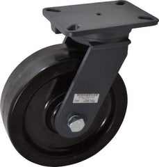 Hamilton - 10" Diam x 3" Wide x 12-1/2" OAH Top Plate Mount Swivel Caster - Phenolic, 2,900 Lb Capacity, Roller Bearing, 5-1/4 x 7-1/4" Plate - USA Tool & Supply
