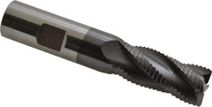 ProMax - 3/4" Diam, Coarse Pitch, 1-5/8" LOC, 4 Flute Solid Carbide 0.055-0.065" Corner Radius Roughing End Mill - AlTiN Finish, 4" OAL, 3/4" Shank Diam, Single End, Centercutting, 30° Helix - USA Tool & Supply