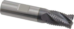 ProMax - 5/8" Diam, Coarse Pitch, 7/8" LOC, 4 Flute Solid Carbide 0.055-0.065" Corner Radius Roughing End Mill - AlTiN Finish, 3" OAL, 5/8" Shank Diam, Single End, Centercutting, 30° Helix - USA Tool & Supply