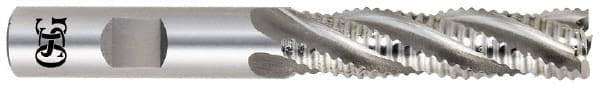 OSG - 5/8" Diam, Coarse Pitch, 2" LOC, 4 Flute Cobalt Corner Chamfer Roughing End Mill - Uncoated, 4-1/8" OAL, 5/8" Shank Diam, Single End, Centercutting, 30° Helix - USA Tool & Supply