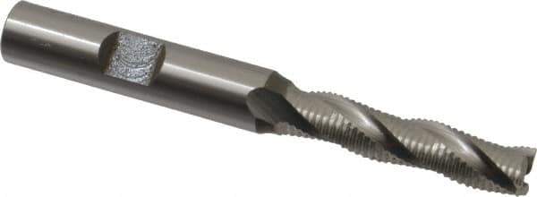 OSG - 5/16" Diam, Fine Pitch, 1-3/8" LOC, 3 Flute Cobalt Roughing Square End Mill - Uncoated, 3-1/8" OAL, 3/8" Shank Diam, Single End, 30° Helix - USA Tool & Supply