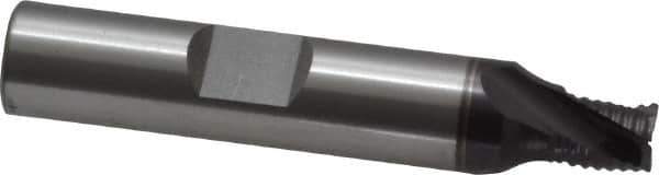 OSG - 1/4" Diam, Fine Pitch, 1/4" LOC, 3 Flute Cobalt Roughing Square End Mill - TiAlN Finish, 2-1/16" OAL, 3/8" Shank Diam, Single End, Centercutting, 30° Helix - USA Tool & Supply